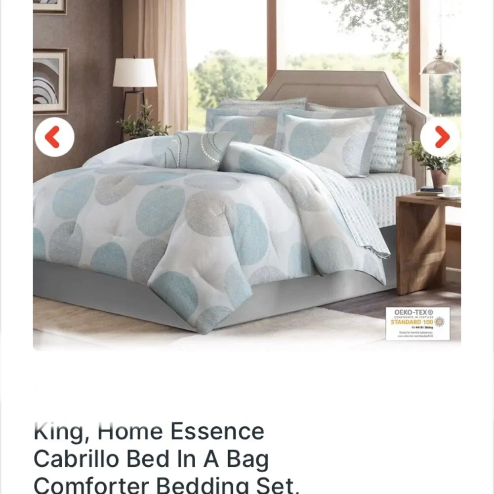 9 pc Home Essence KING NIB Cabrillo Complete Comforter and Cotton Sheets
